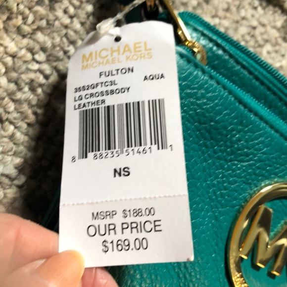 Michael Kira Fulton Crossbody- Aqua - Picture 2 of 7